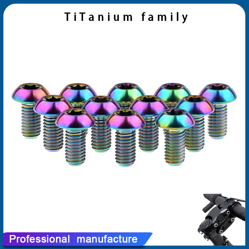 12Pcs Ti Titanium Bolts Torx M5x10 Bicycle Bike Disc Brake Cycle Rotor Screws Gr5
