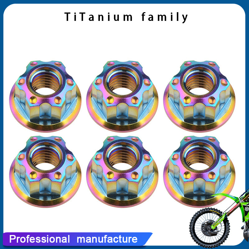 Titanium M6 M8 M10  Flange Bolt Nut Bicycle Motorcycle Rear Axle Car Modification Accessories Pack of 6