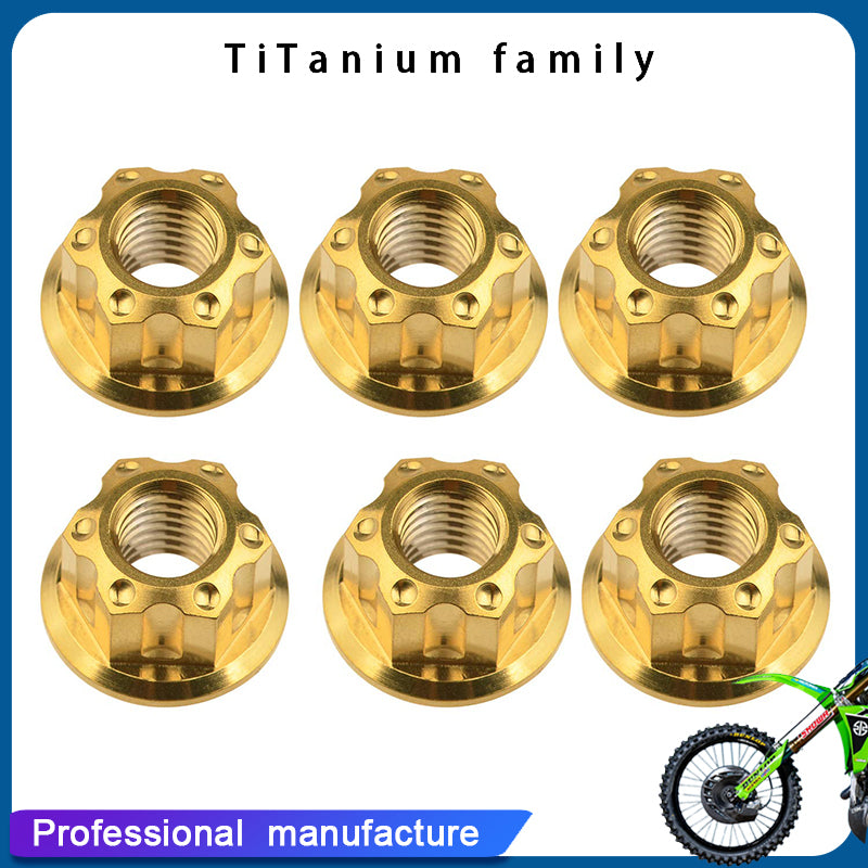 Titanium M6 M8 M10  Flange Bolt Nut Bicycle Motorcycle Rear Axle Car Modification Accessories Pack of 6